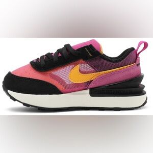 Nike Vibrant Pink and Black Shoes with Yellow Swoosh. size10c          order(85)